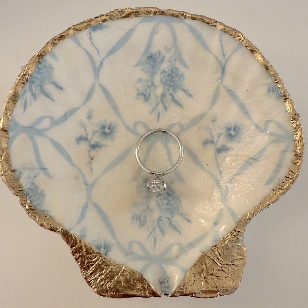 Gold and Blue Decorative Shell Dish